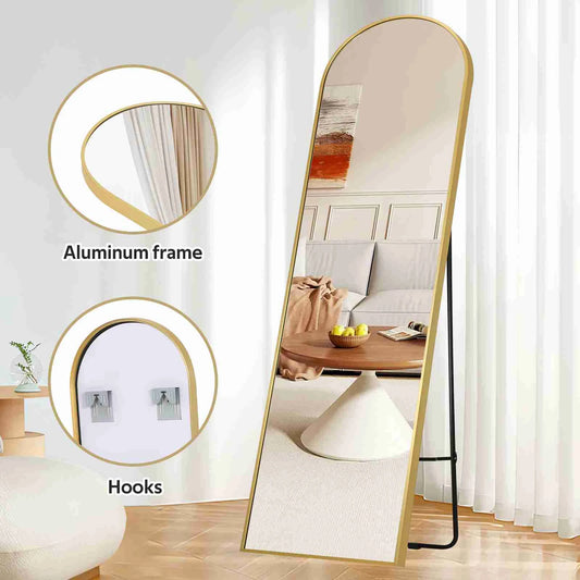 Arched Full Length Mirror 59x16in Aluminum Frame Full Body Mirror