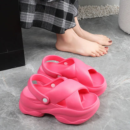 Popular Women Flip-flops Summer New Platform Wedges Slippers Outdoor Fashion Slides EVA 7CM Shoes Casual Beach Flip-flops