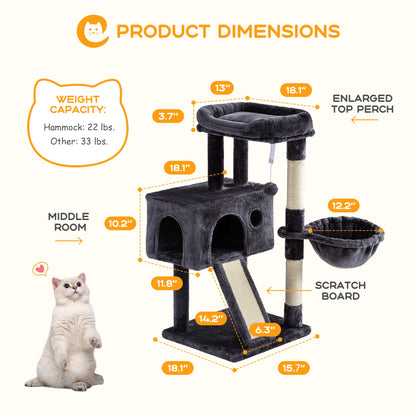 Multi-Level Cat Condo with Sisal Scratching Posts and Board