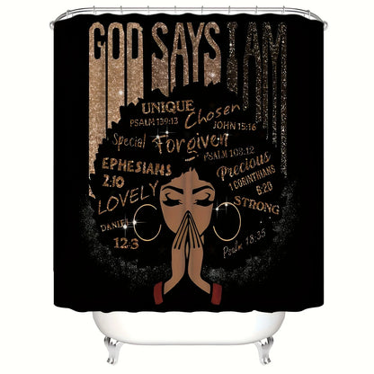 4PCS/set African-American Female Shower Curtain Set