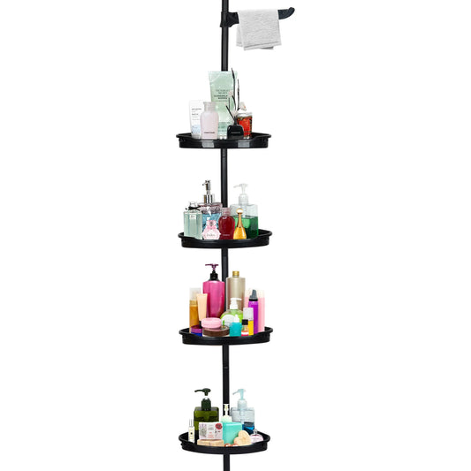 Rustproof Shower Caddy Corner for Bathroom, 4-Tier Adjustable Shelves with Tension Pole, Shower
