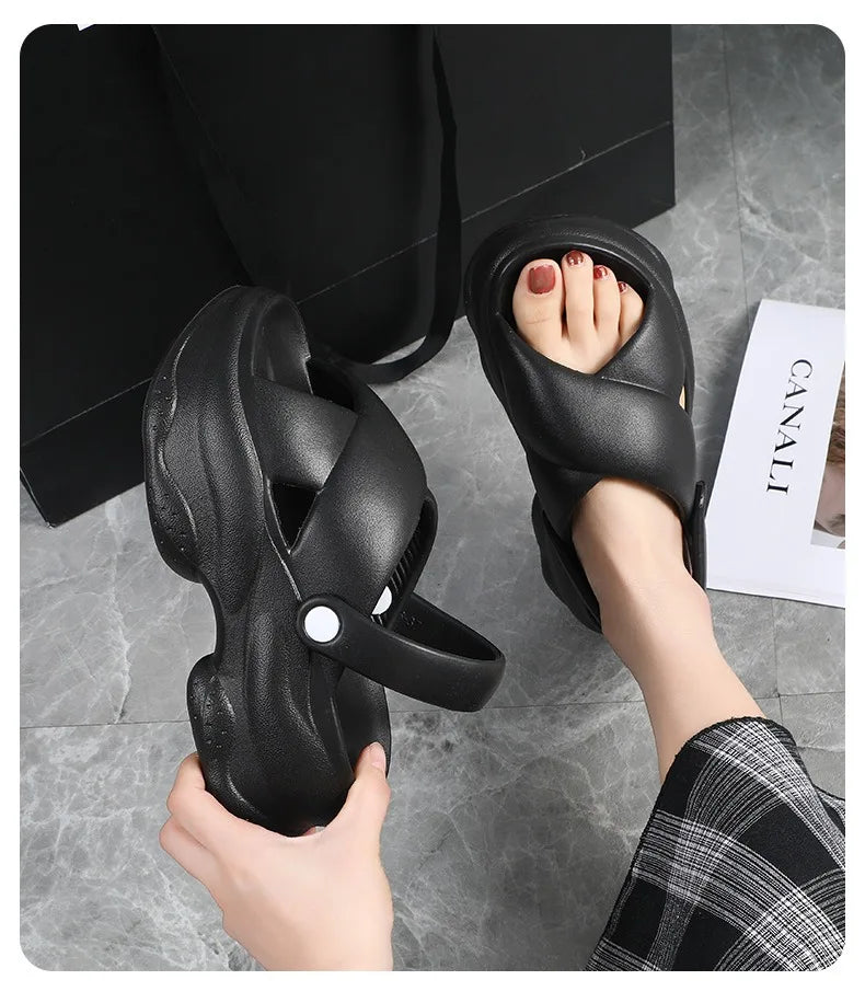 Popular Women Flip-flops Summer New Platform Wedges Slippers Outdoor Fashion Slides EVA 7CM Shoes Casual Beach Flip-flops