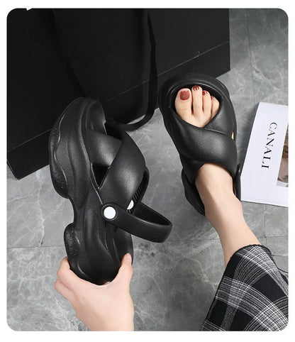 Popular Women Flip-flops Summer New Platform Wedges Slippers Outdoor Fashion Slides EVA 7CM Shoes Casual Beach Flip-flops