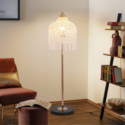 3-Light Elegant Crystal Floor Lamp