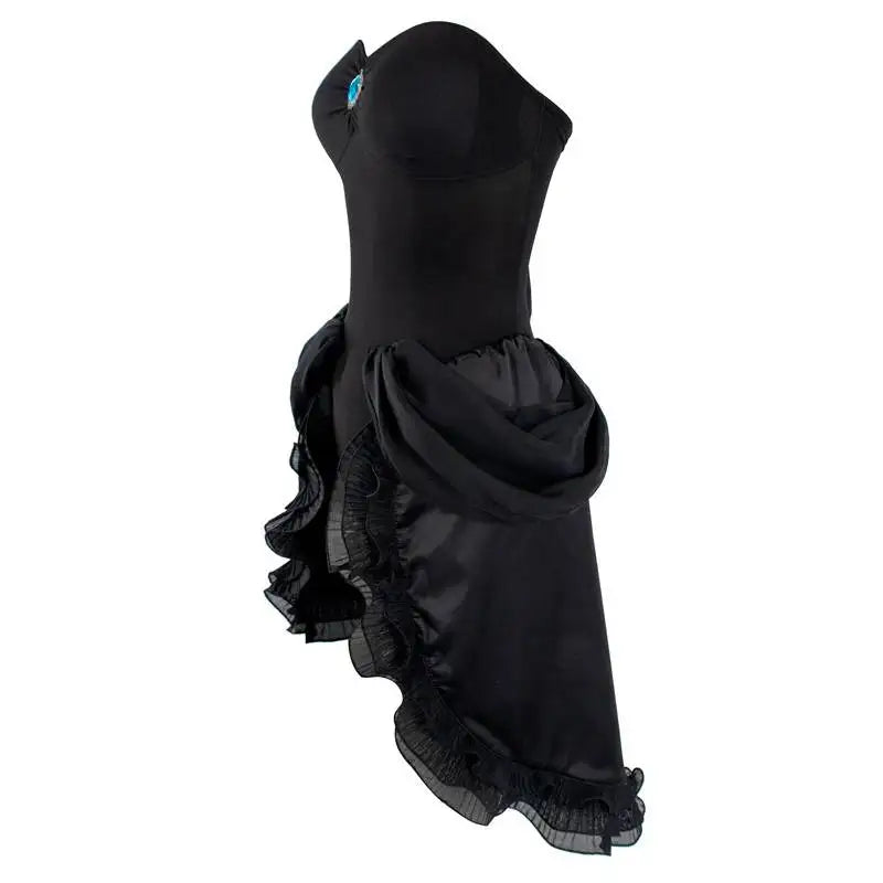 WENAM Women's Bowsette Cosplay Costume Black Dress with Accessories Halloween Party Princess Cosplay Dress with Crown and Horns