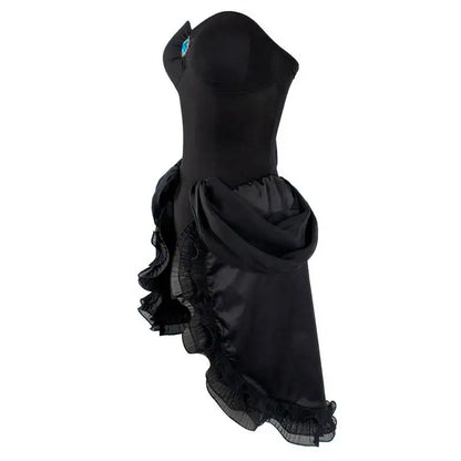 WENAM Women's Bowsette Cosplay Costume Black Dress with Accessories Halloween Party Princess Cosplay Dress with Crown and Horns
