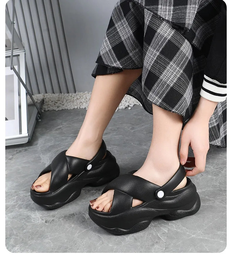 Popular Women Flip-flops Summer New Platform Wedges Slippers Outdoor Fashion Slides EVA 7CM Shoes Casual Beach Flip-flops