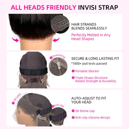 Hidden Strap Straight 360 Lace Front Wigs