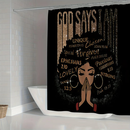 4PCS/set African-American Female Shower Curtain Set